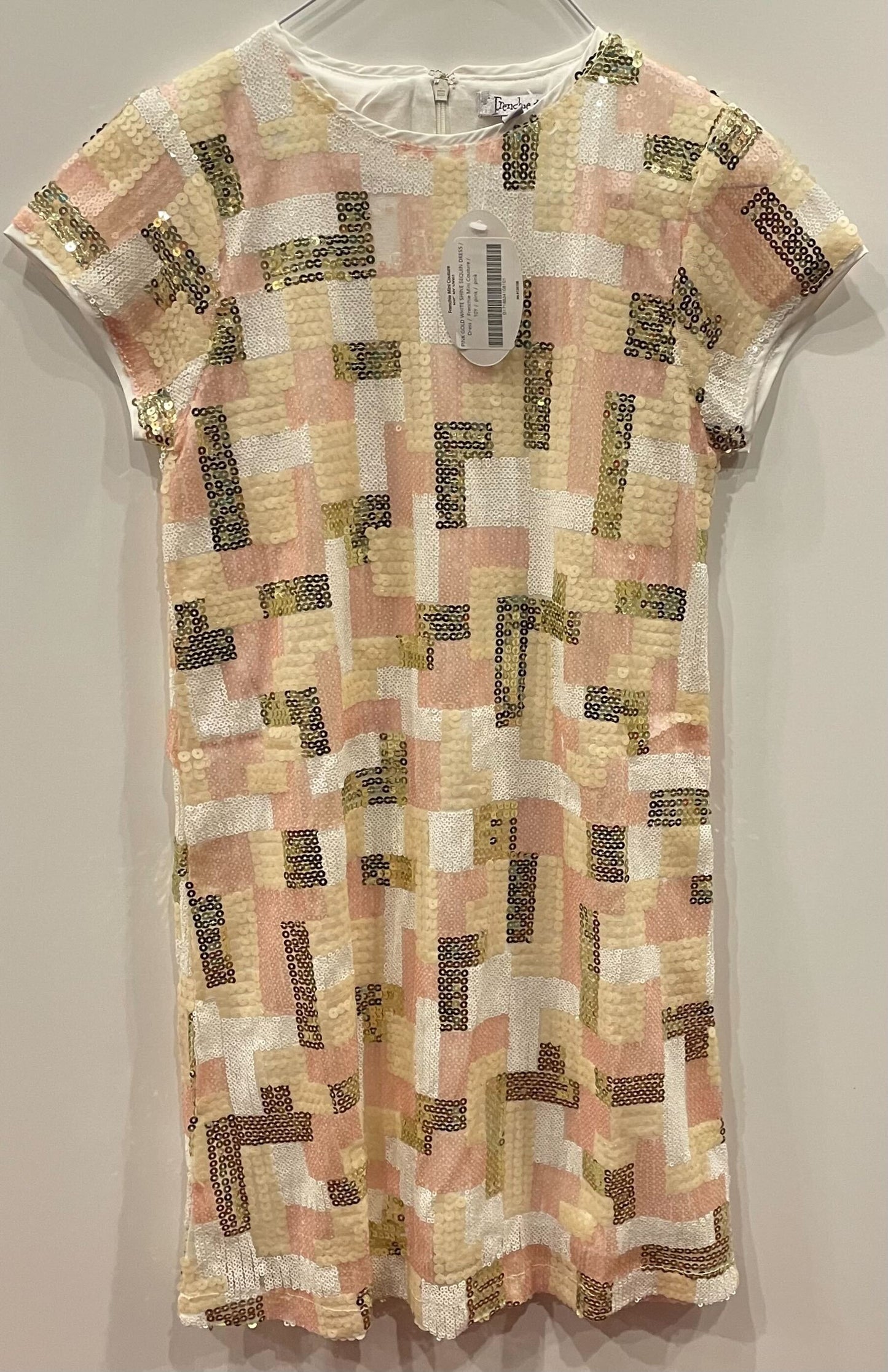 PINK GOLD WHITE SHINE SEQUIN DRESS