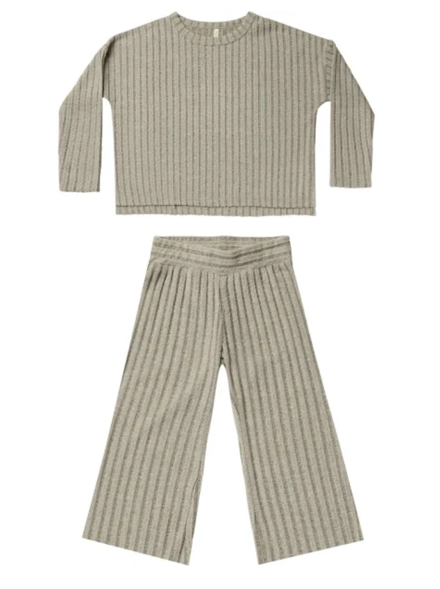 COZY RIB KNIT SET || HEATHERED FERN