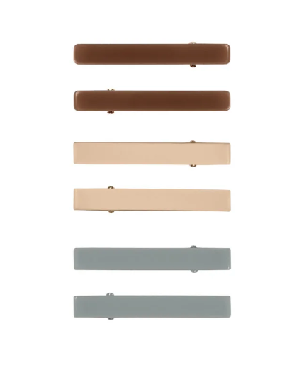HAIR CLIPS, PACK OF 6 || POOL, CHOCOLATE, SHELL