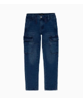 BOYS' BRIXTON STRAIGHT/ NARROW FIT CARGO JEANS W DRAWCORD | DARK WASH 260 / 5
