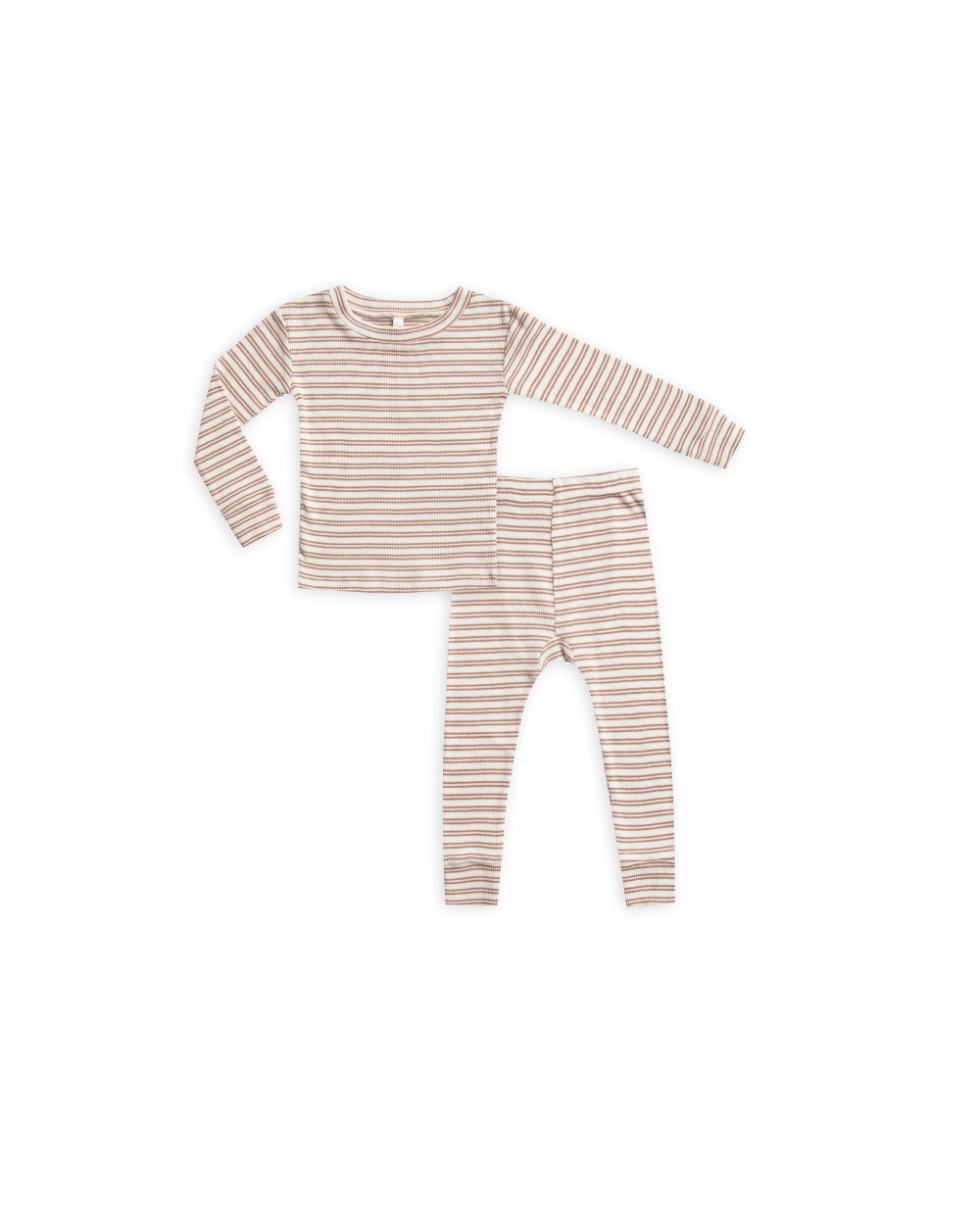Ribbed Pajama Top || Truffle Stripe