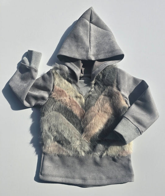 GRAY FUR HOODIE