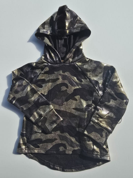 SNAKE SKIN GOLD GREEN BLACK CAMO DRESS WITH FUR SLEEVES