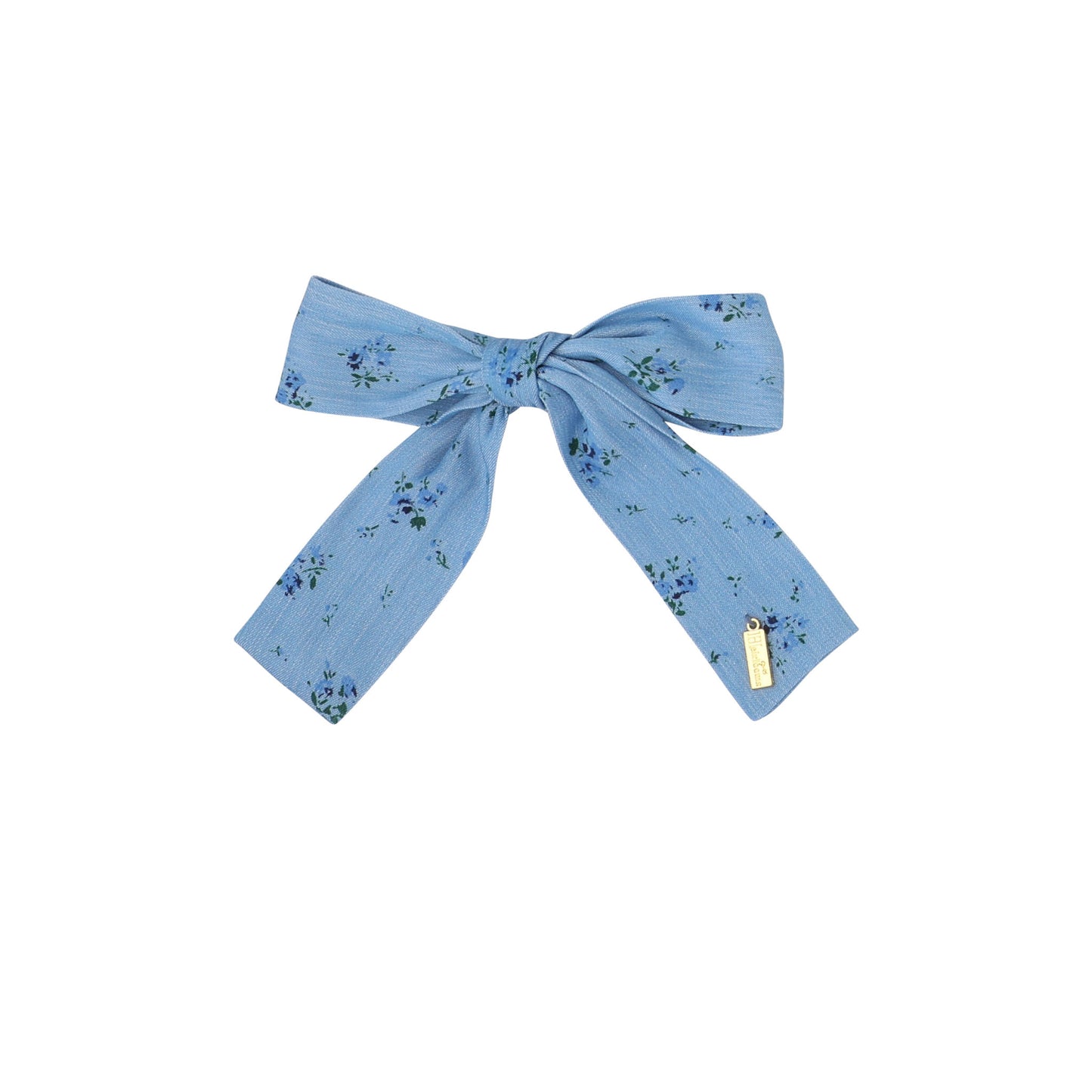 Denim Floral Medium Bow