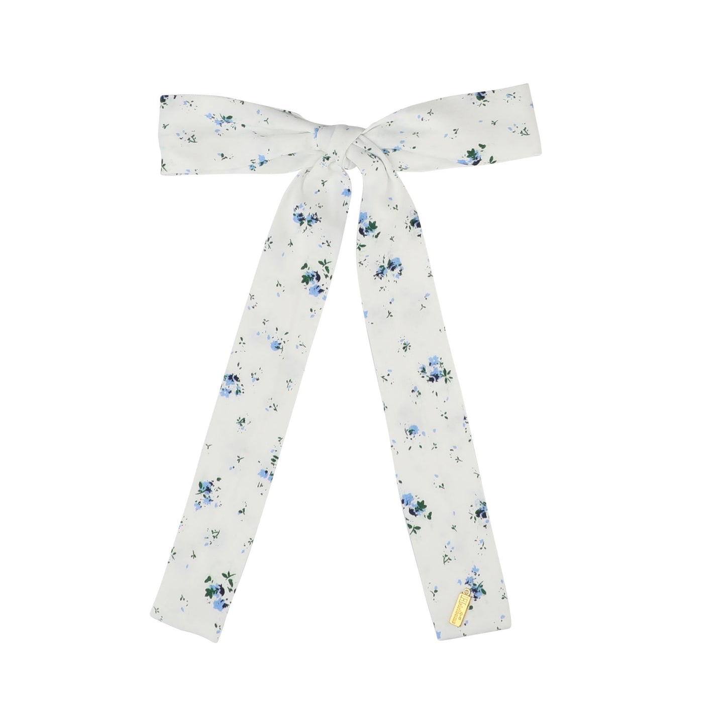 Denim Floral Narrow Long Bow