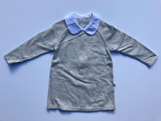 GRAY SWEATSHIRT DRESS W/ WHITE COLLAR