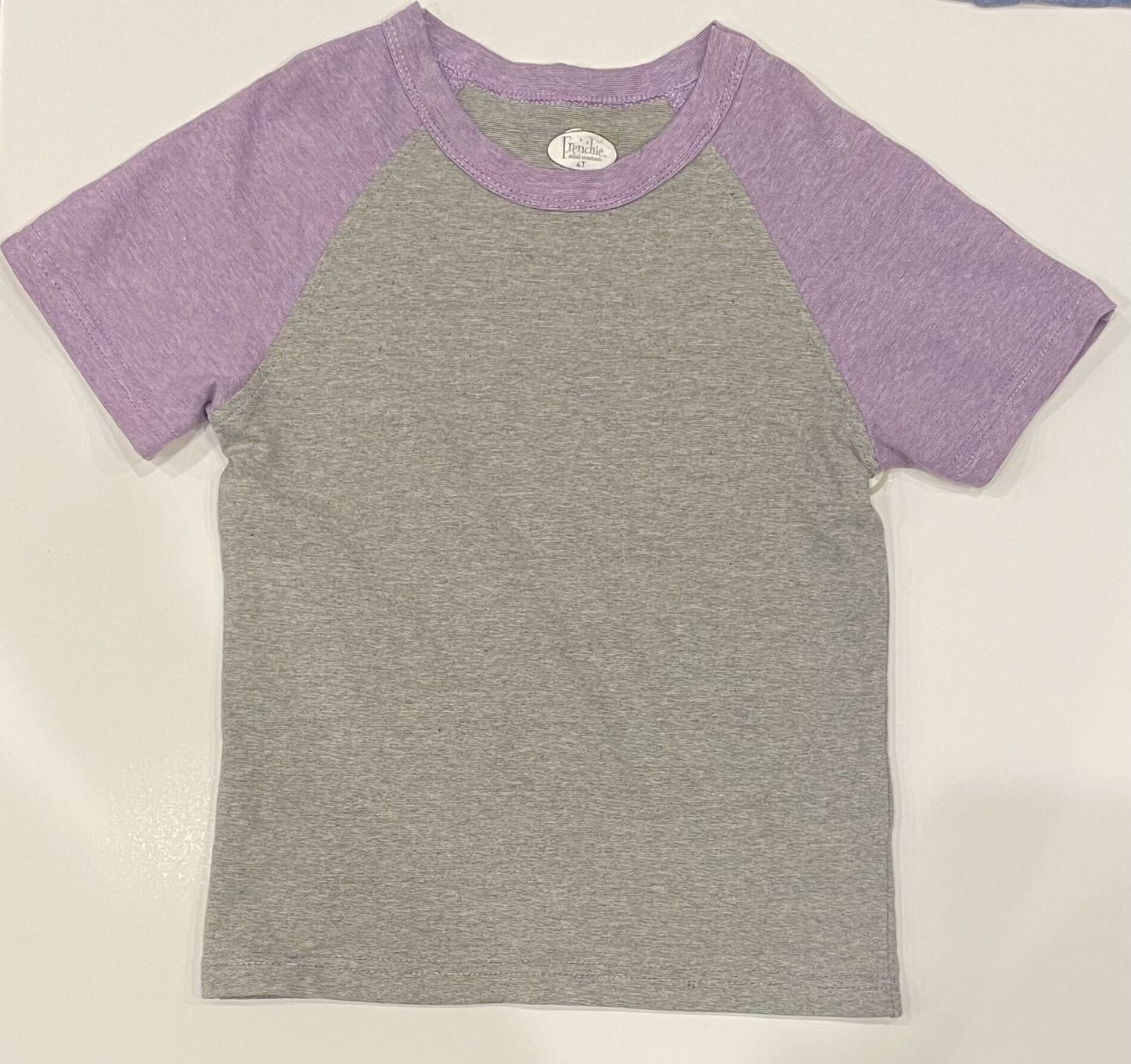 GREY WITH PURPLE SLEEVE TEE
