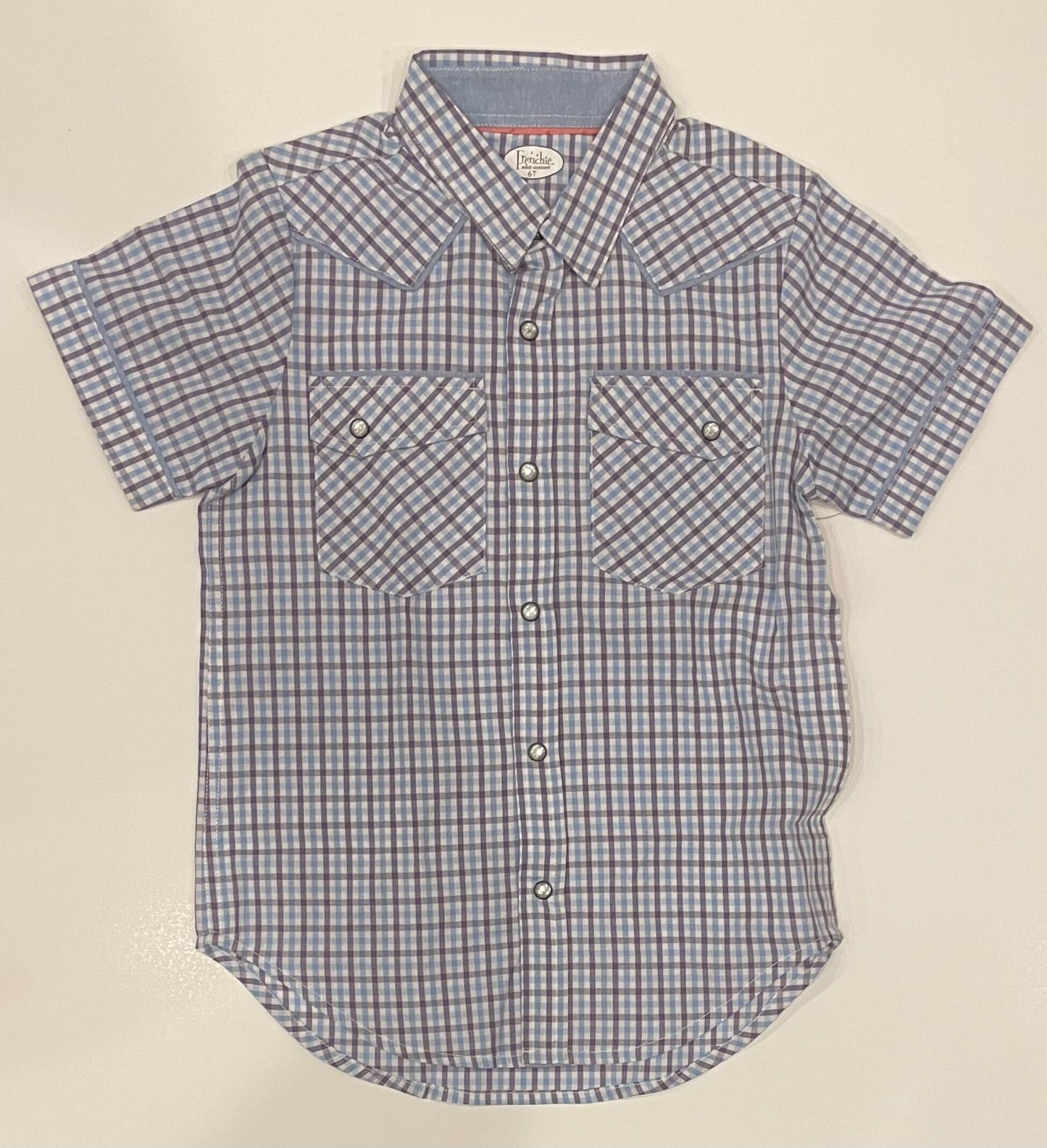 BLUE AND PURPLE CHECK BUTTON DOWN
