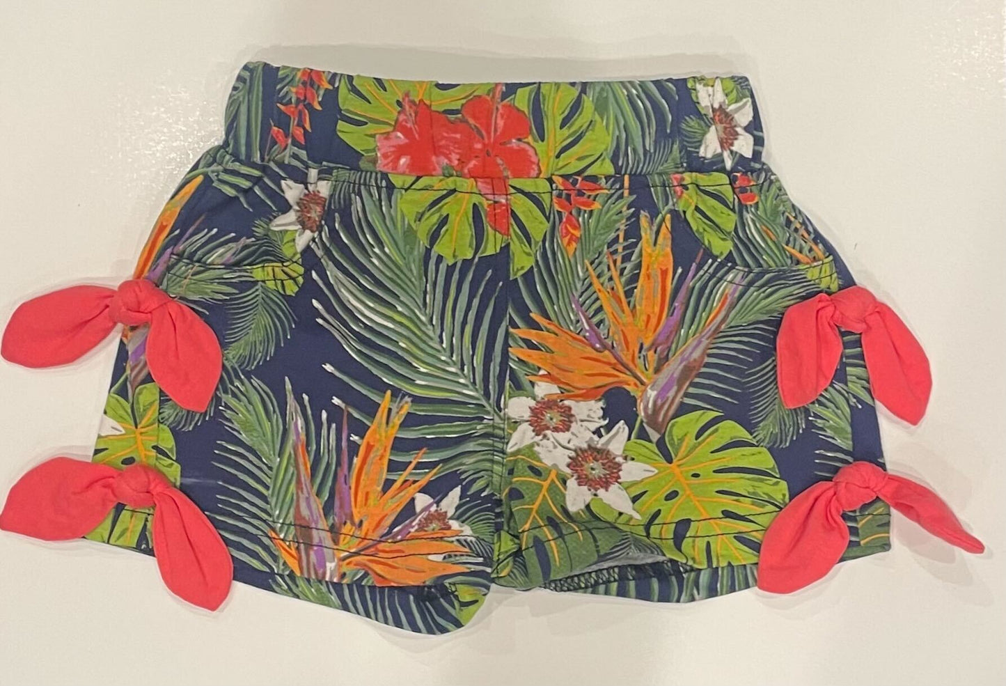 BLUE FLORAL/PINK BOW SHORTS