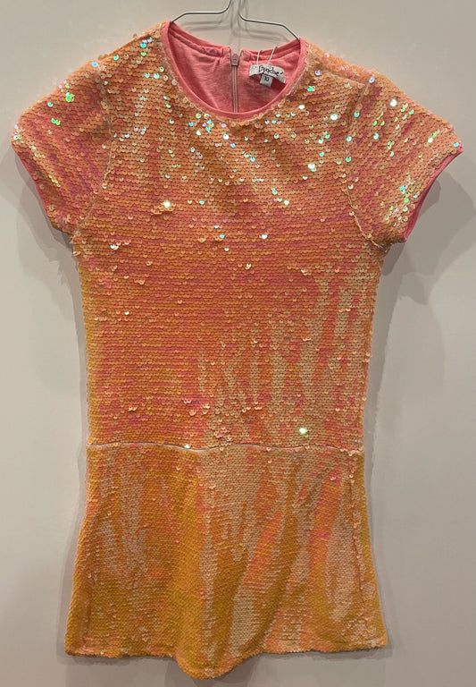 CORAL AND YELLOW SEQUINS DRESS
