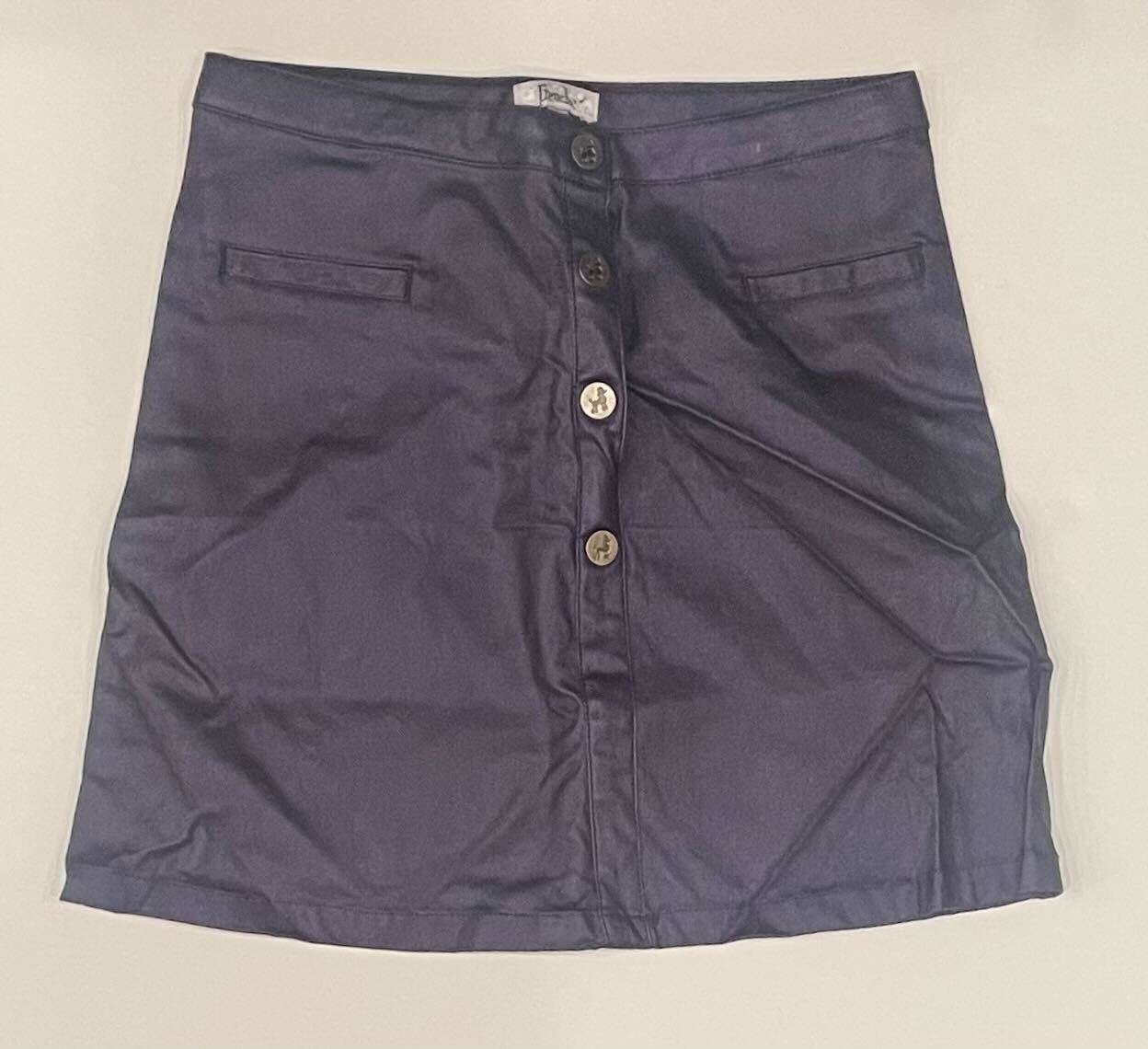 PURPLE LEATHER BUTTON SKIRT