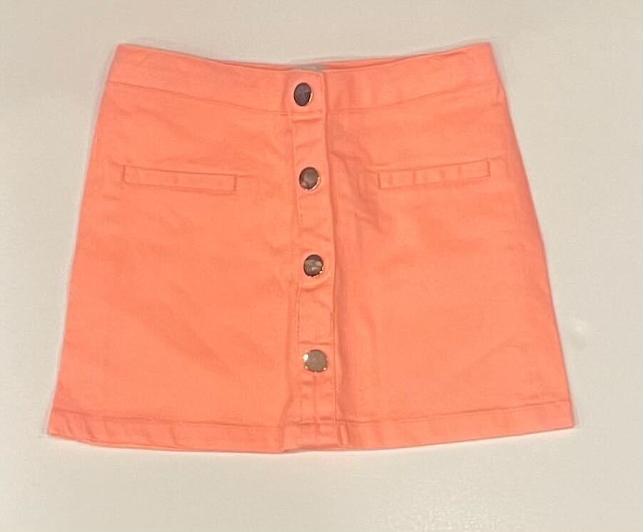 CORAL DENIM BUTTON SKIRT
