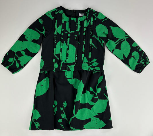 BLACK WITH GREEN LEAF DRESS