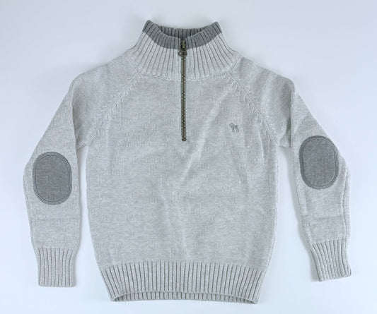 LIGHT GRAY ZIP-UP TURTLENECK