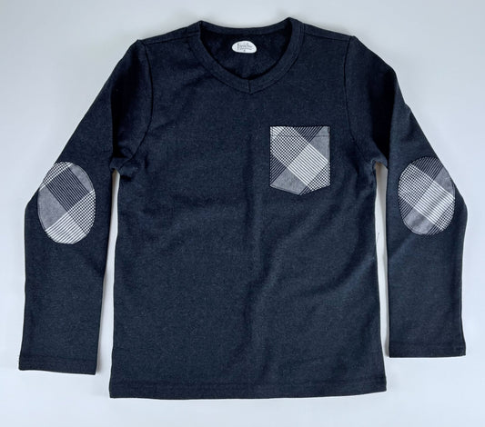 PLAID POCKET SWEATER BLUE