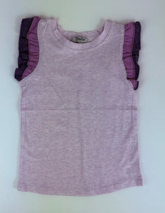 PURPLE RUFFLE SLEEVE TANK