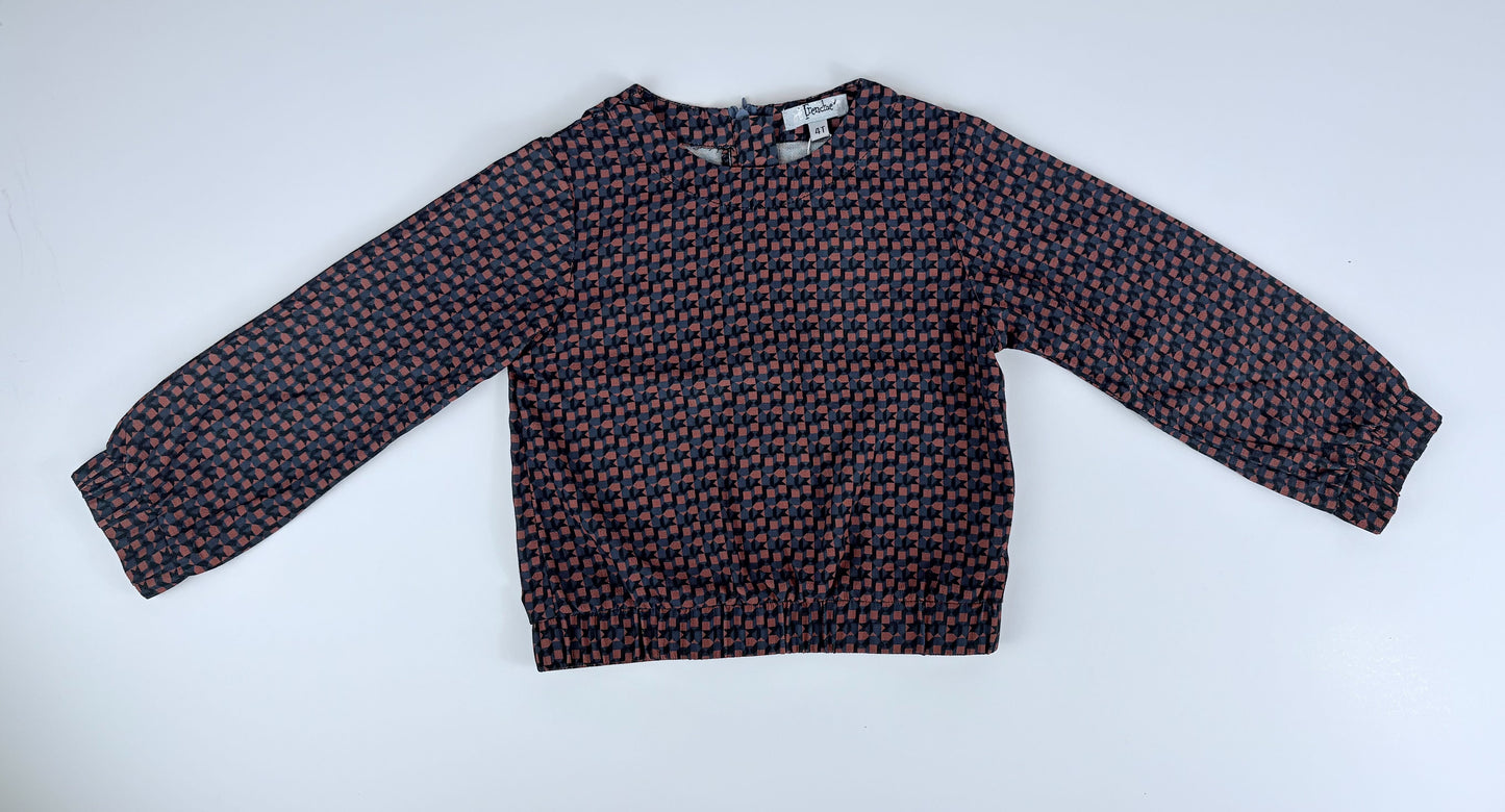 ORANGE NAVY BLACK GEOMETRIC TOP