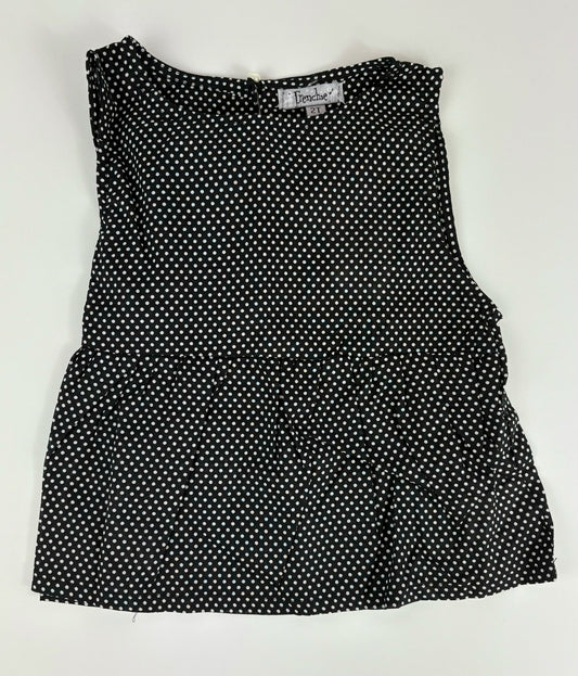 SLEEVELESS BLACK TOP W/ WHITE POLKA DOTS
