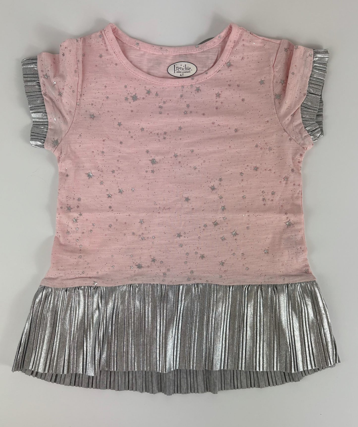 SHORT SLEEVE PINK STAR SILVER TOP