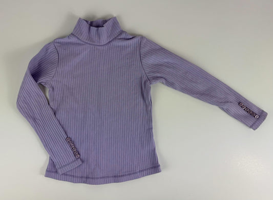 LAVENDER RIBBED LONG TEE W/ TURTLENECK AND BUTTON ACCENTS