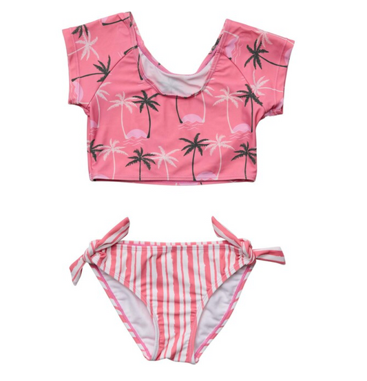 PALM PARADISE CROP SS RASH TOP SET