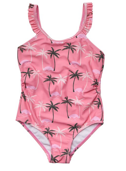 PALM PARADISE FRILL STRAP SWIMSUIT
