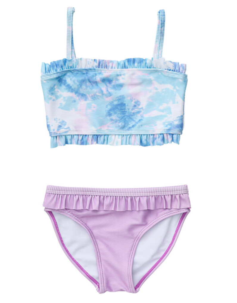 SKY DYE FRILLED BANDEAU BIKINI