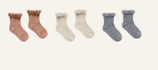 LACE TRIM SOCKS || SPICE / NATURAL / DUSTY BLUE
