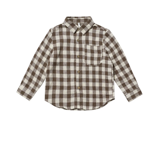 COLLARED LONG SLEEVE SHIRT || CHARCOAL CHECK