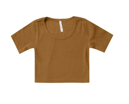 RIBBED SCOOP TEE || BRASS