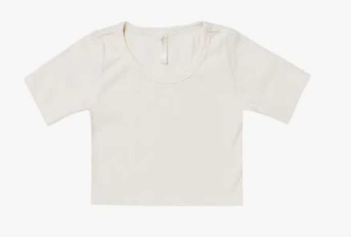 RIBBED SCOOP TEE || IVORY
