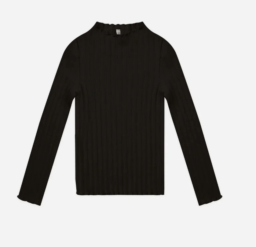 RIBBED LONG SLEEVE TEE || BLACK