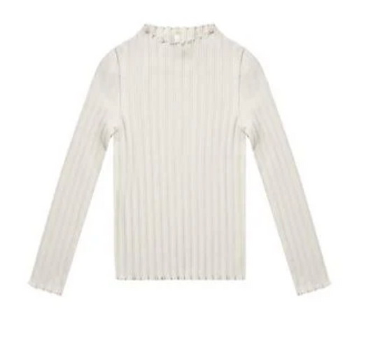RIBBED LONG SLEEVE TEE || IVORY