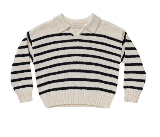 COLLARED SWEATER || BLACK STRIPE
