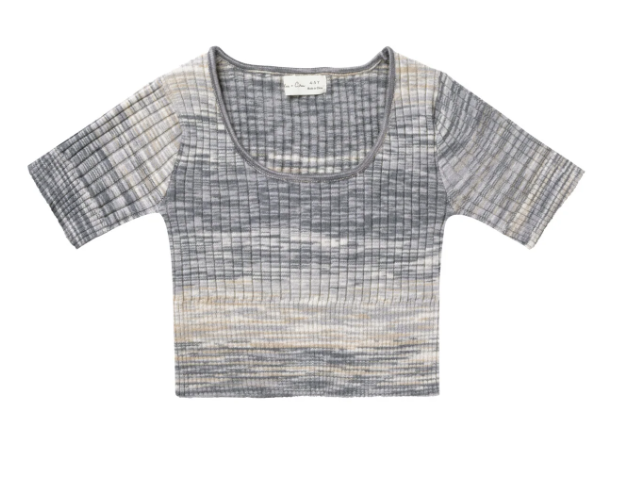 SQUARE NECK RIB TEE || HEATHERED BLUE
