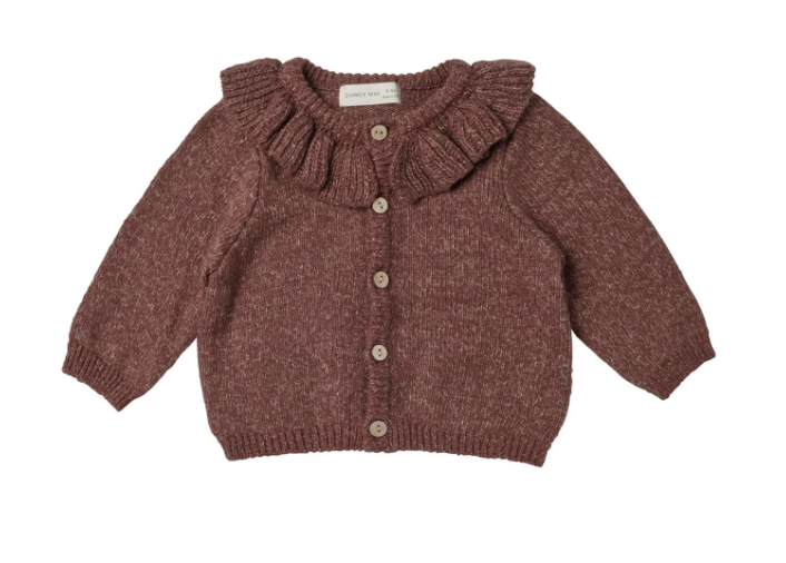 RUFFLE COLLAR CARDIGAN || PLUM HEATHER
