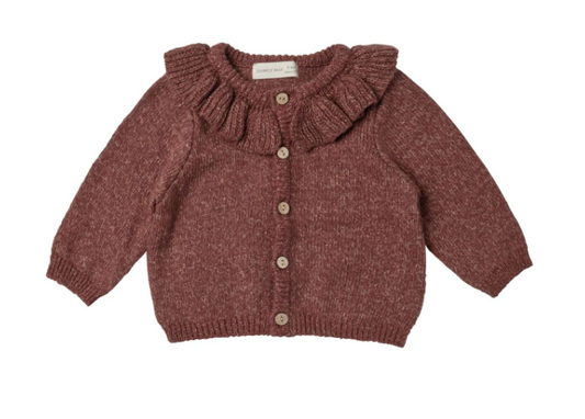RUFFLE COLLAR CARDIGAN || PLUM HEATHER