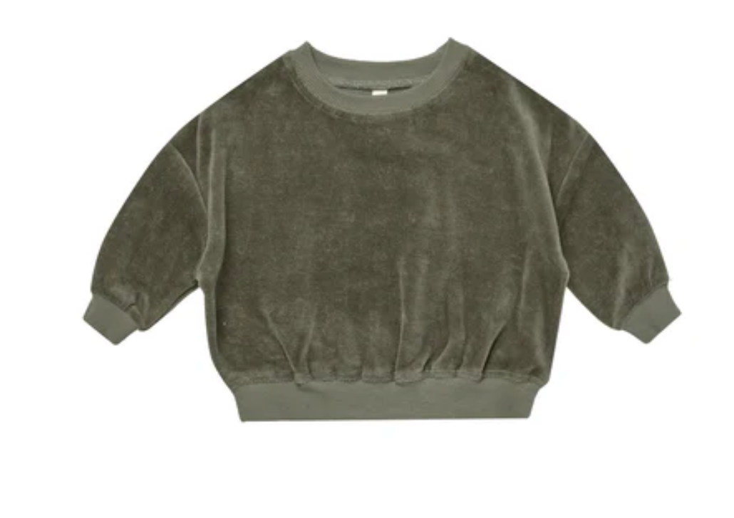 VELOUR RELAXED SWEATSHIRT || FOREST