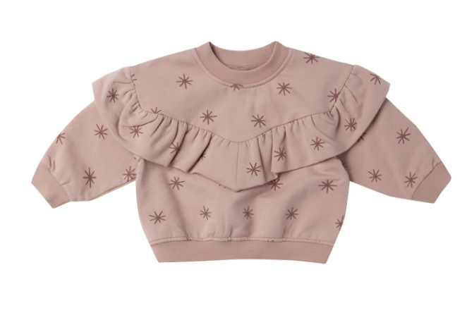 RUFFLE FLEECE SWEATSHIRT || SNOW STARS