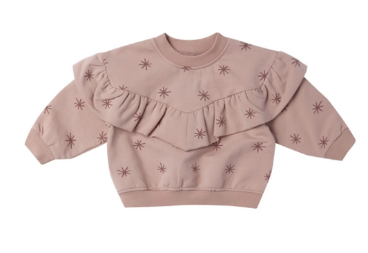 RUFFLE FLEECE SWEATSHIRT || SNOW STARS