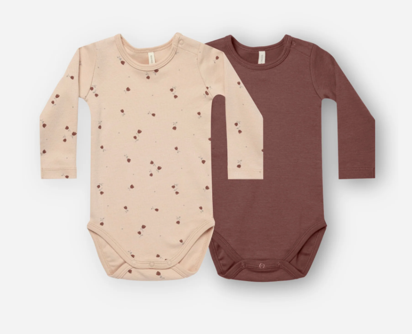JERSEY BODYSUIT, 2-PACK || TULIPS, PLUM