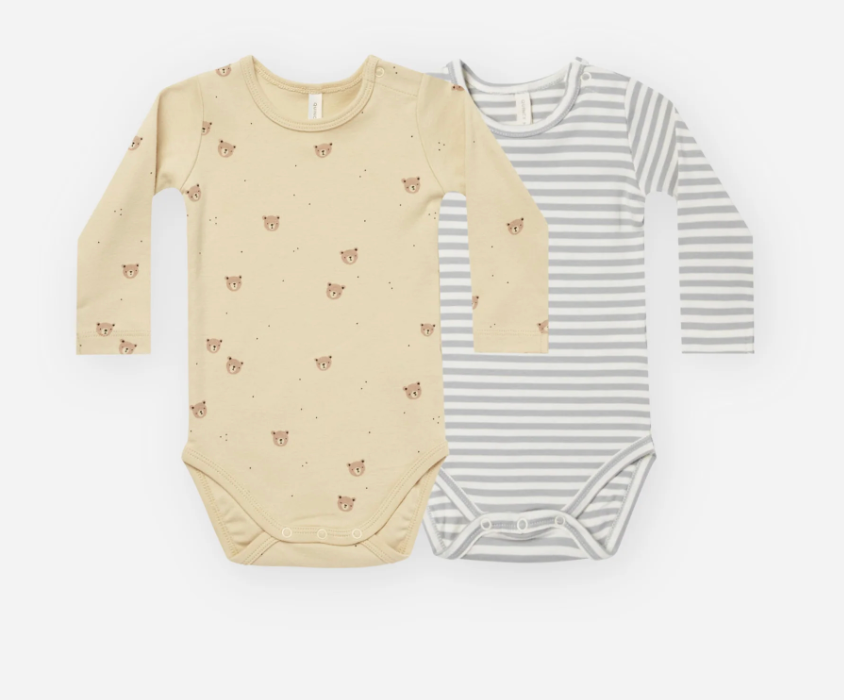 JERSEY BODYSUIT, 2-PACK || BEARS, DUSTY BLUE STRIPE