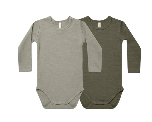 WAFFLE BODYSUIT, 2 PACK || BASIL, FOREST