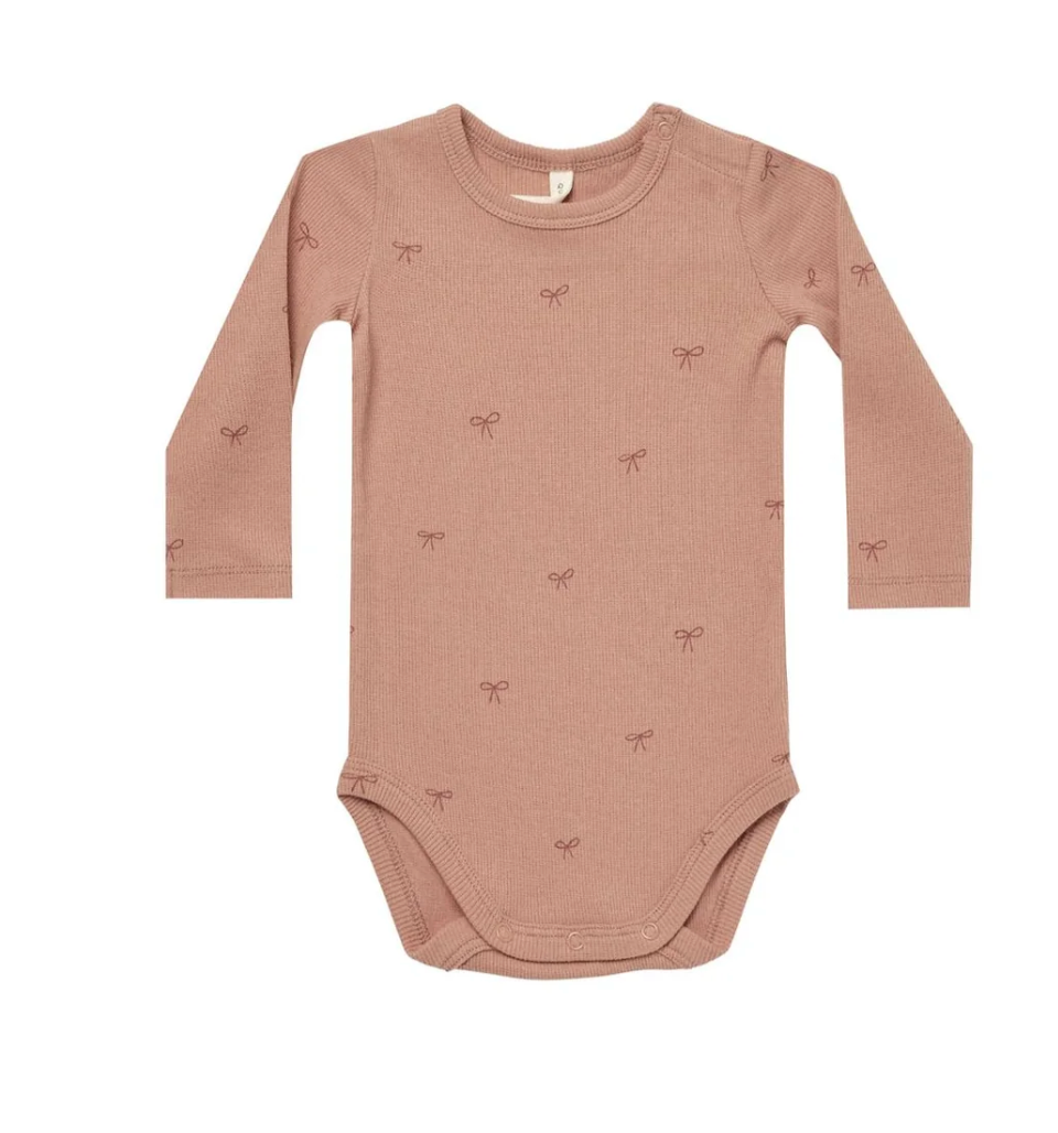 RIBBED LONG SLEEVE BODYSUIT || BOWS