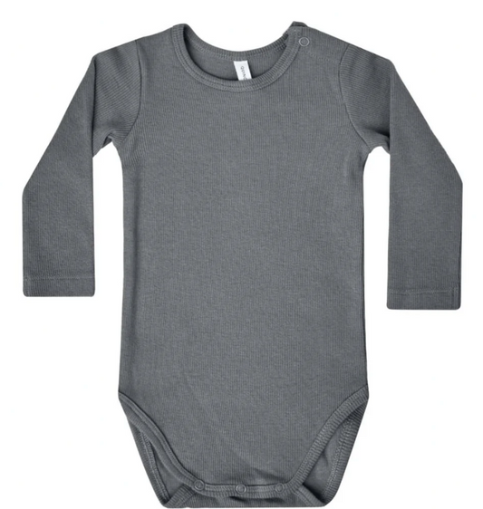 RIBBED LONG SLEEVE BODYSUIT || NAVY