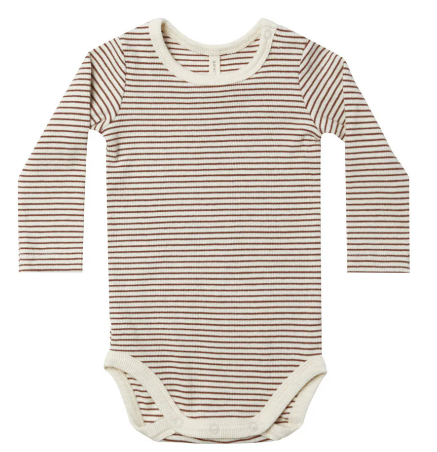 RIBBED LONG SLEEVE BODYSUIT || PLUM STRIPE