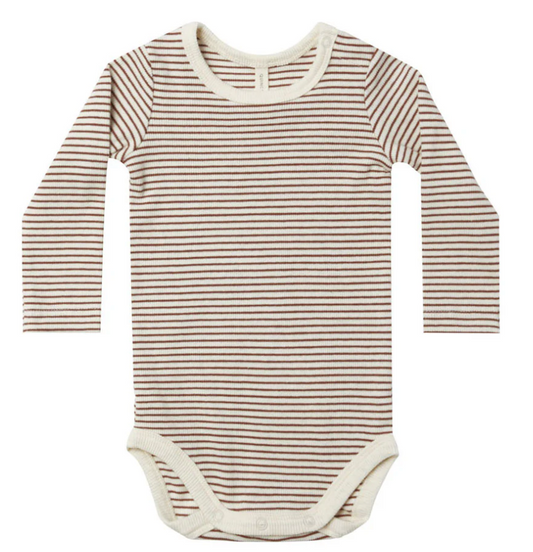 RIBBED LONG SLEEVE BODYSUIT || PLUM STRIPE