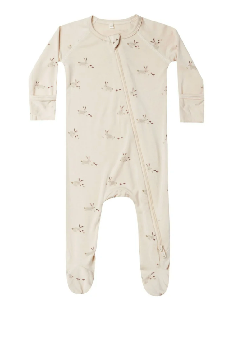 BAMBOO ZIP FOOTIE || BUNNIES