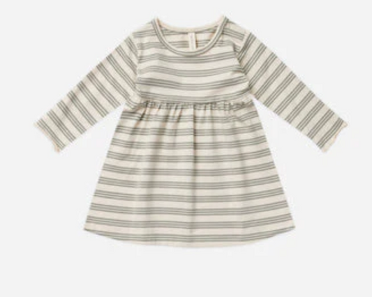 LONG SLEEVE BABY DRESS || BASIL STRIPE
