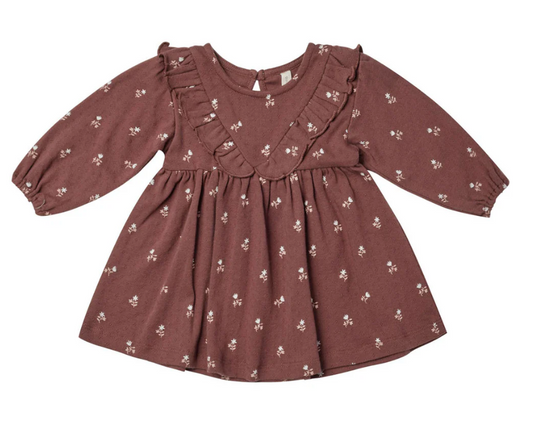 LONG SLEEVE RUFFLE V DRESS || PLUM FLEUR